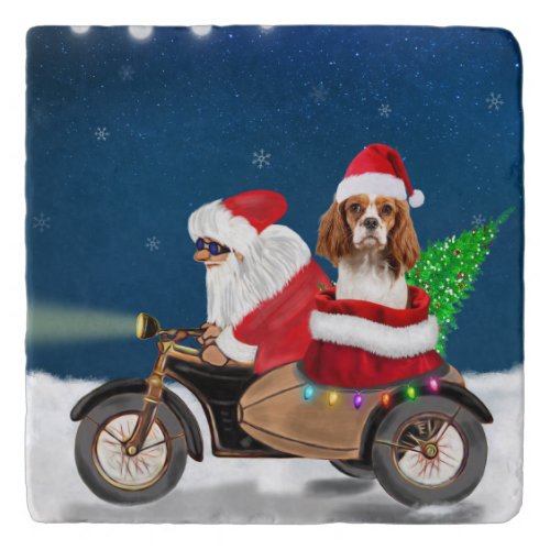 Cavalier King Dog Christmas Santa Claus   Trivet