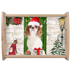 Cavalier King Dog Christmas Serving Tray