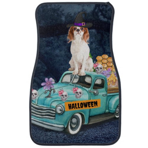 Cavalier King Dog Halloween Truck Scary Night Car Floor Mat