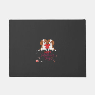 Cavalier King Dog Happy Valentines Day Floral Doormat