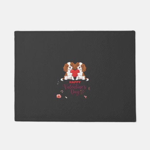 Cavalier King Dog Happy Valentines Day Floral Doormat