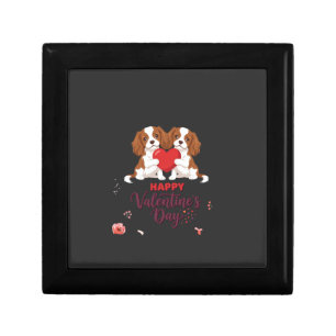 Cavalier King Dog Happy Valentines Day Floral Gift Box