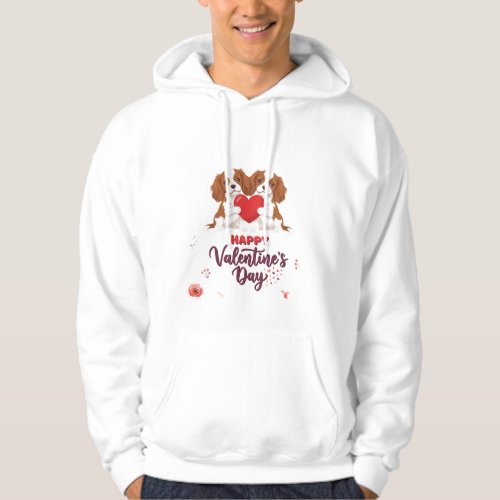 Cavalier King Dog Happy Valentines Day Floral Hoodie