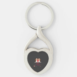 Cavalier King Dog Happy Valentines Day Floral Keychain
