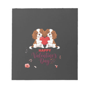 Cavalier King Dog Happy Valentines Day Floral Notepad