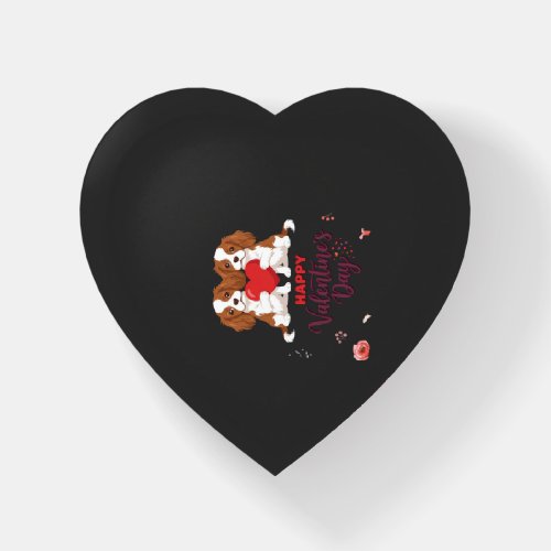 Cavalier King Dog Happy Valentines Day Floral Paperweight