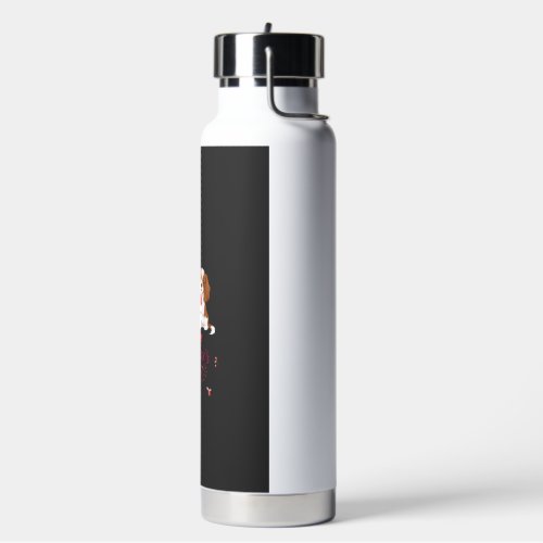 Cavalier King Dog Happy Valentines Day Floral Water Bottle