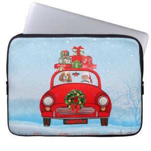 Cavalier King Dog In Car With Santa Claus Laptop Sleeve