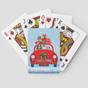 Cavalier King Dog In Car With Santa Claus Poker Cards