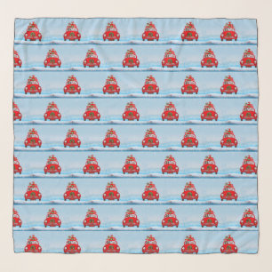 Cavalier King Dog In Car With Santa Claus Scarf