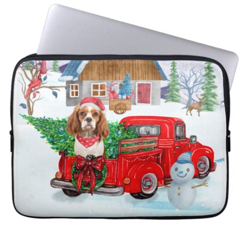 Cavalier King Dog In Christmas Delivery Truck Snow Laptop Sleeve