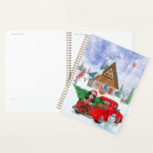 Cavalier King Dog In Christmas Delivery Truck Snow Planner
