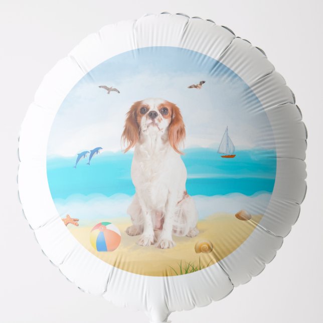 Cavalier King Dog on Beach Balloon (Front)