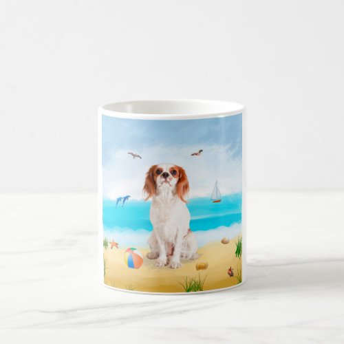 Cavalier King Dog on Beach Coffee Mug