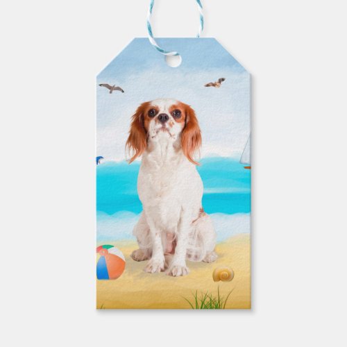 Cavalier King Dog on Beach Gift Tags