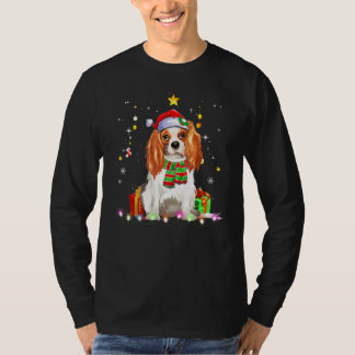 Cavalier King Dog Santa Christmas Tree Lights Xmas T-Shirt