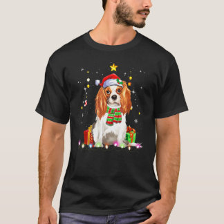 Cavalier King Dog Santa Christmas Tree Lights Xmas T-Shirt