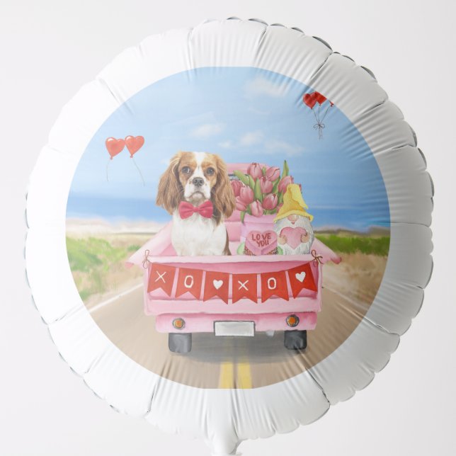 Cavalier King Dog Valentine's Day Truck Hearts  Balloon (Front)