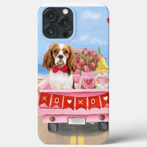 Cavalier King Dog Valentines Day Truck Hearts iPhone 13 Pro Max Case