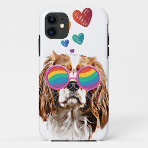 Cavalier King Dog with Hearts Valentine's Day iPhone 11 Case