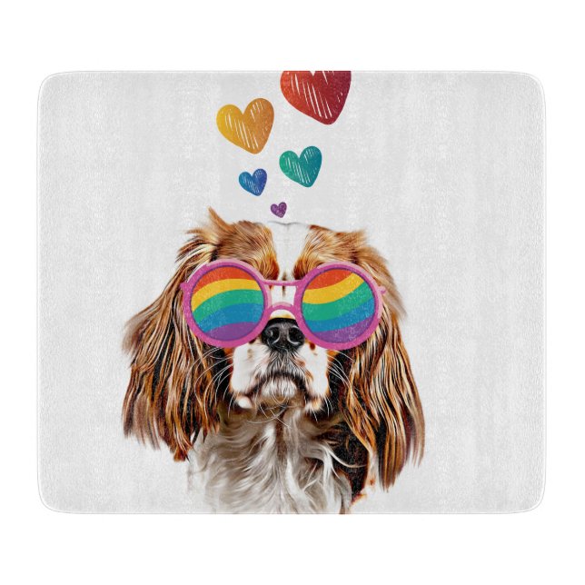 Cavalier King Dog with Hearts Valentine's Day Cutting Board (Front)