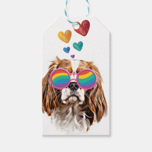 Cavalier King Dog with Hearts Valentine's Day Gift Tags