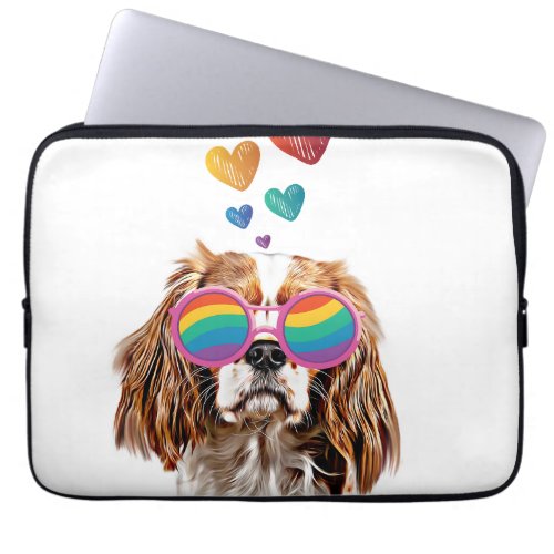 Cavalier King Dog with Hearts Valentines Day Laptop Sleeve