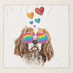 Cavalier King Dog with Hearts Valentine's Day Scarf