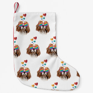 Cavalier King Dog with Hearts Valentine's Day Small Christmas Stocking