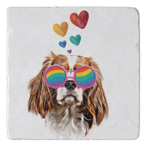Cavalier King Dog with Hearts Valentine's Day  Trivet