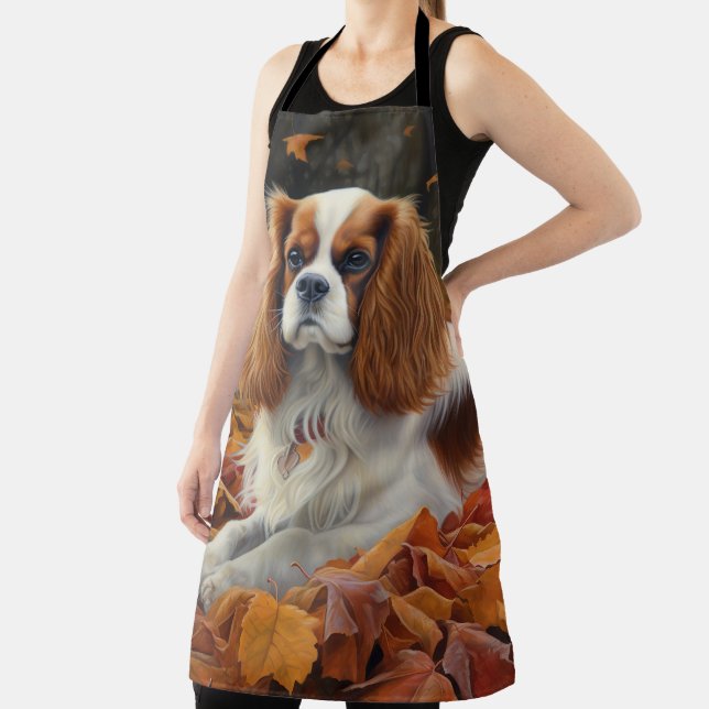 Cavalier King  in Autumn Leaves Fall Inspire  Apron (Insitu)