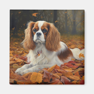 Cavalier King in Autumn Leaves Fall Inspire Magnet