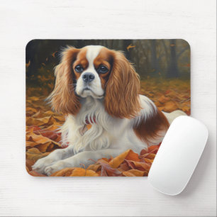 Cavalier King in Autumn Leaves Fall Inspire Mouse Pad