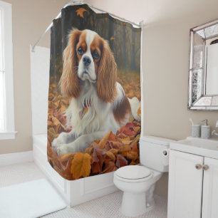 Cavalier King  in Autumn Leaves Fall Inspire  Shower Curtain