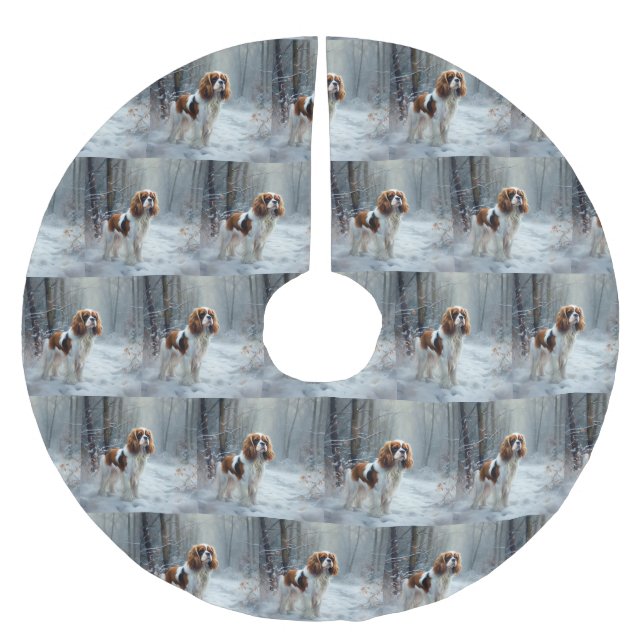 Cavalier King Let It Snow Christmas Brushed  Brushed Polyester Tree Skirt (Front)