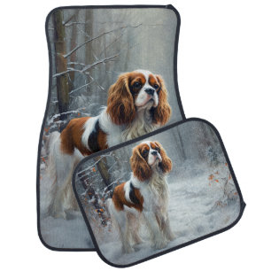 Cavalier King Let It Snow Christmas Brushed Car Floor Mat