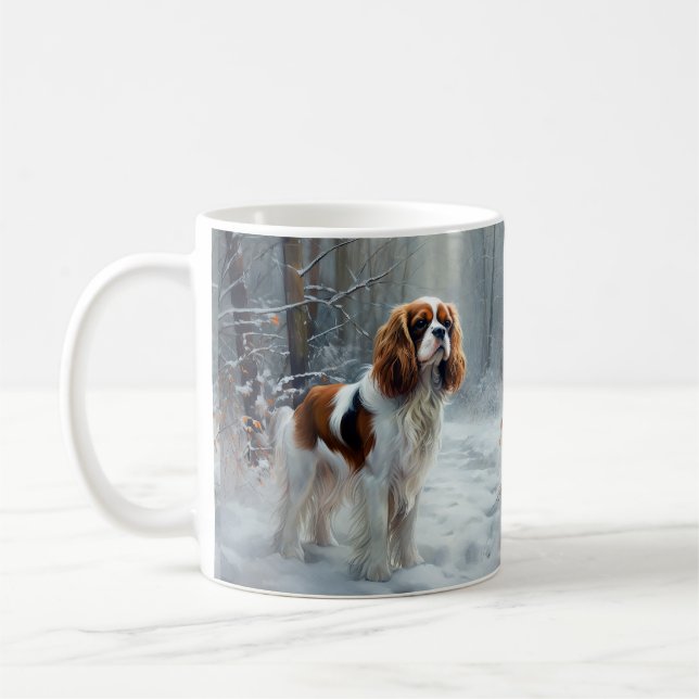Cavalier King Let It Snow Christmas Brushed  Coffee Mug (Left)