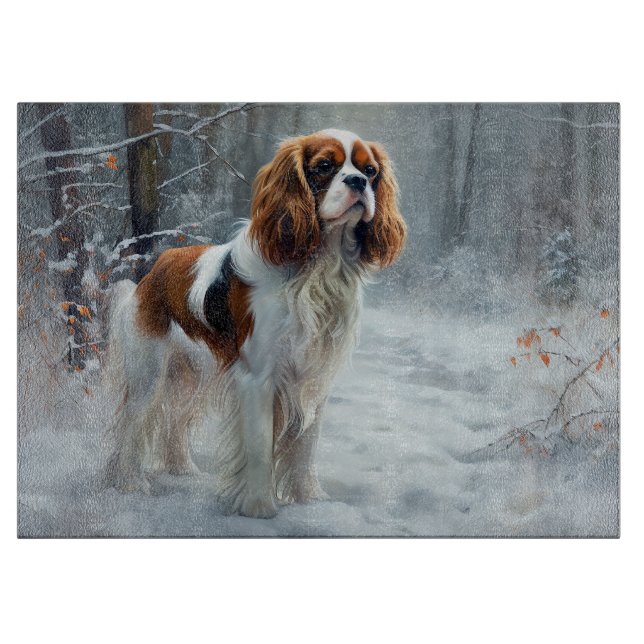 Cavalier King Let It Snow Christmas Brushed  Cutting Board (Front)