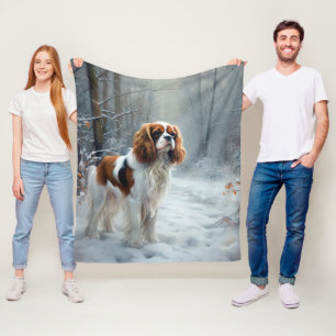 Cavalier King Let It Snow Christmas Brushed Fleece Blanket