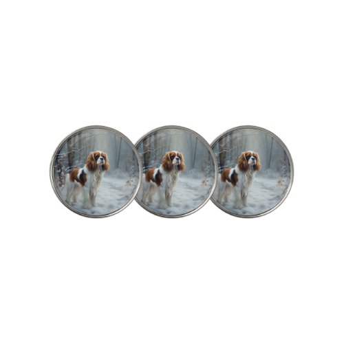 Cavalier King Let It Snow Christmas Brushed  Golf Ball Marker