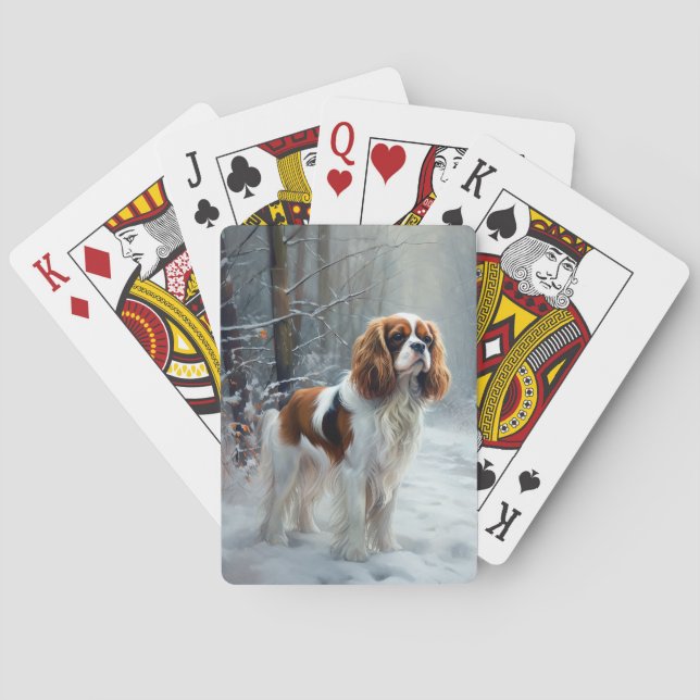Cavalier King Let It Snow Christmas Brushed  Poker Cards (Back)