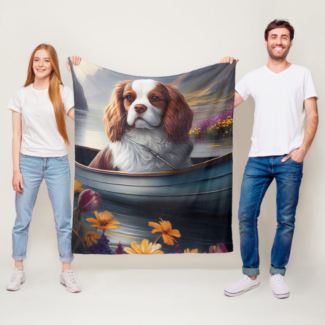 Cavalier King on a Paddle: A Scenic Adventure Fleece Blanket (In Situ)
