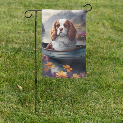 Cavalier King on a Paddle A Scenic Adventure Garden Flag