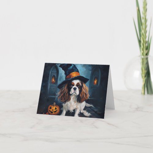 Cavalier King Pumpkins Halloween Scary  Card