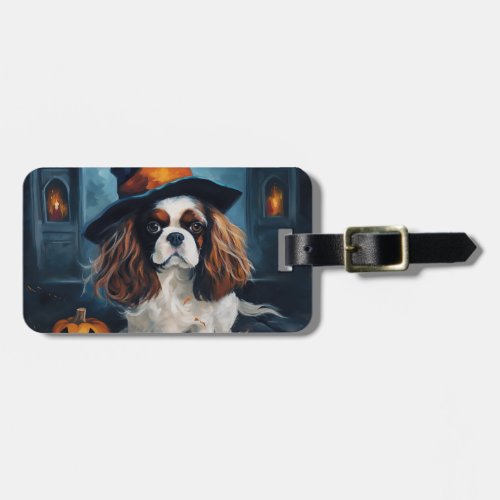 Cavalier King Pumpkins Halloween Scary  Luggage Tag