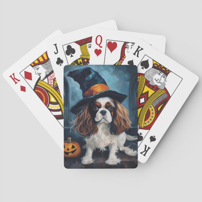 Cavalier King Pumpkins Halloween Scary  Poker Cards (Back)