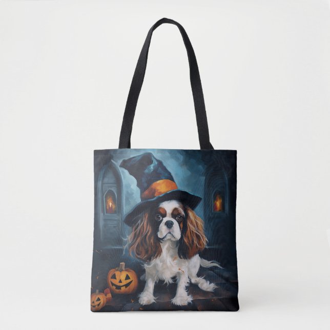Cavalier King Pumpkins Halloween Scary  Tote Bag (Front)