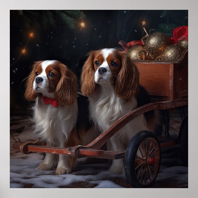 Cavalier King Snowy Sleigh Christmas Decor   (Front)