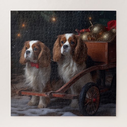 Cavalier King Snowy Sleigh Christmas Decor   Jigsaw Puzzle