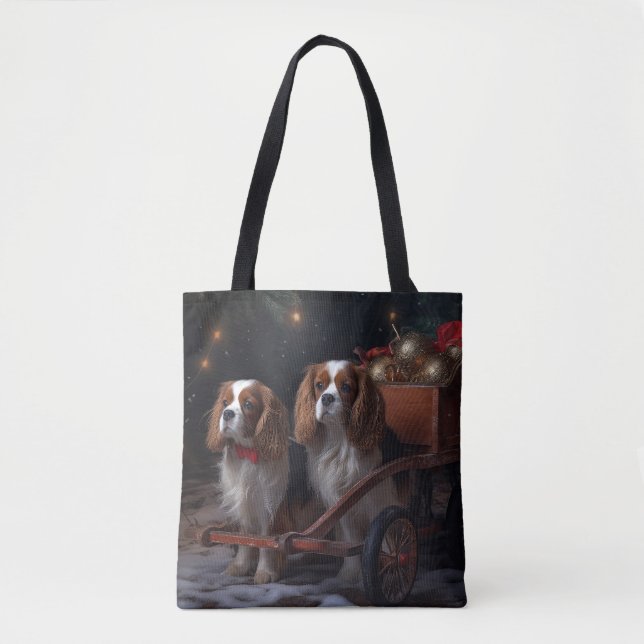 Cavalier King Snowy Sleigh Christmas Decor   Tote Bag (Front)